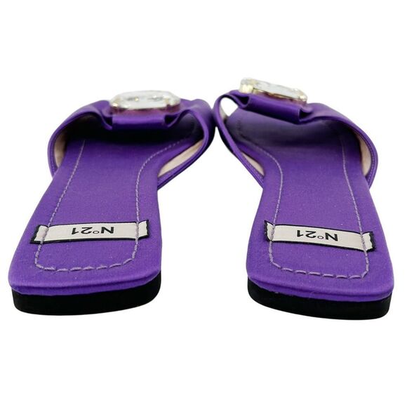 N°21 Purple Sandal Slide Crystal Accent Slippers Size 11 - Picture 2 of 12